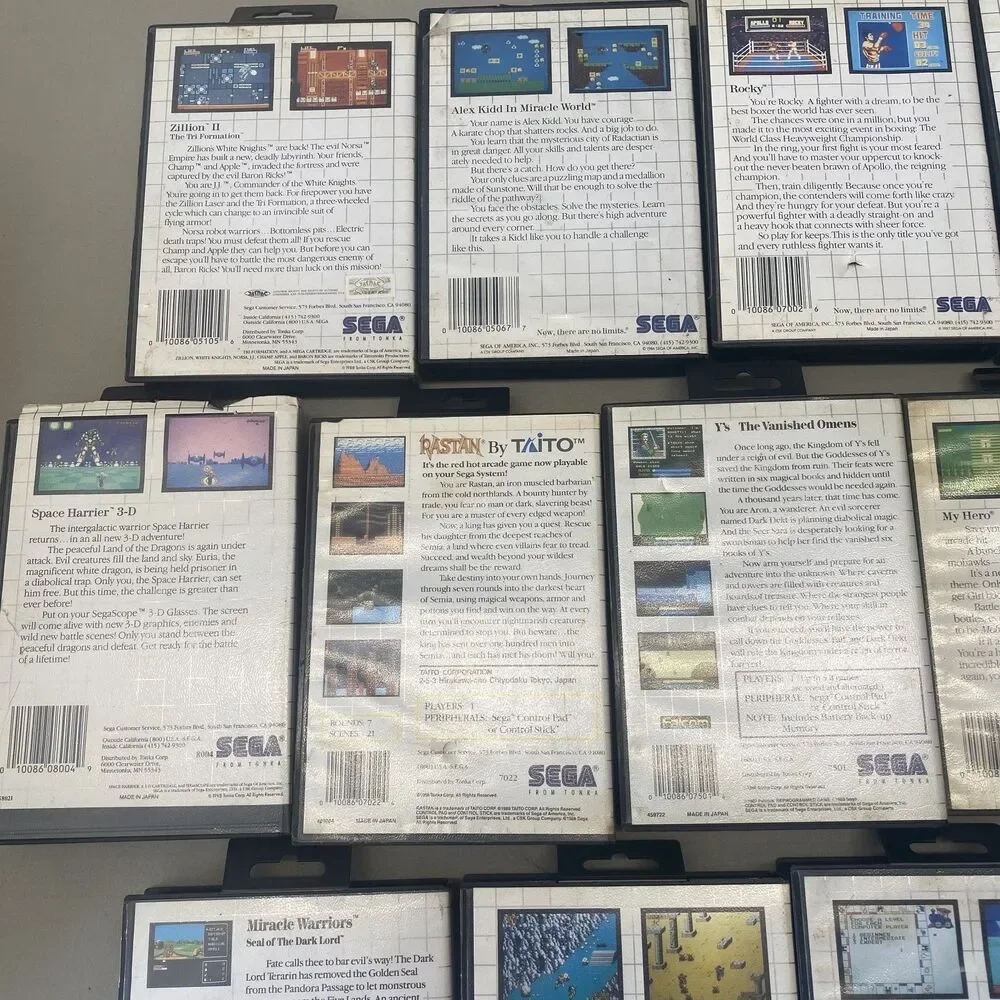 Vintage Games 13 Sega Master System Games | Rocky, Zillion 2, Out Run, Alex Kidd